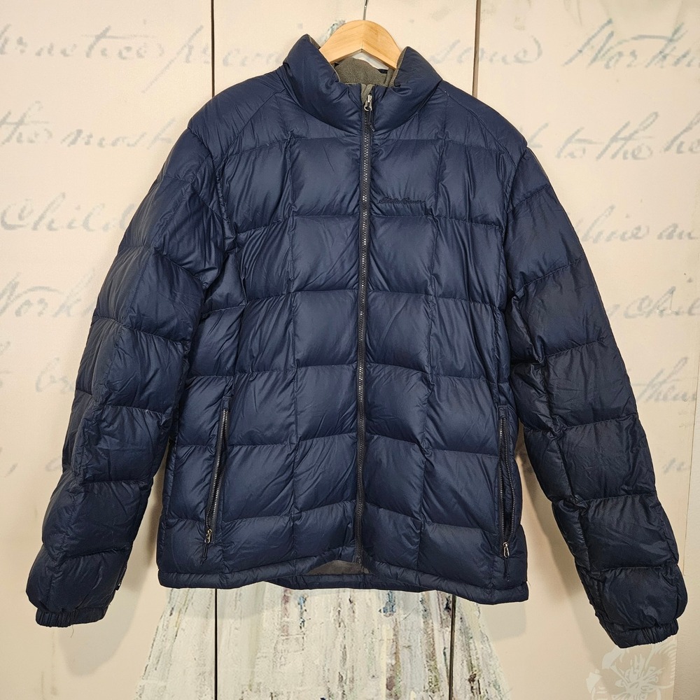 Eddie Bauer Goose Down Puffer Coat Jacket Navy TXL‎